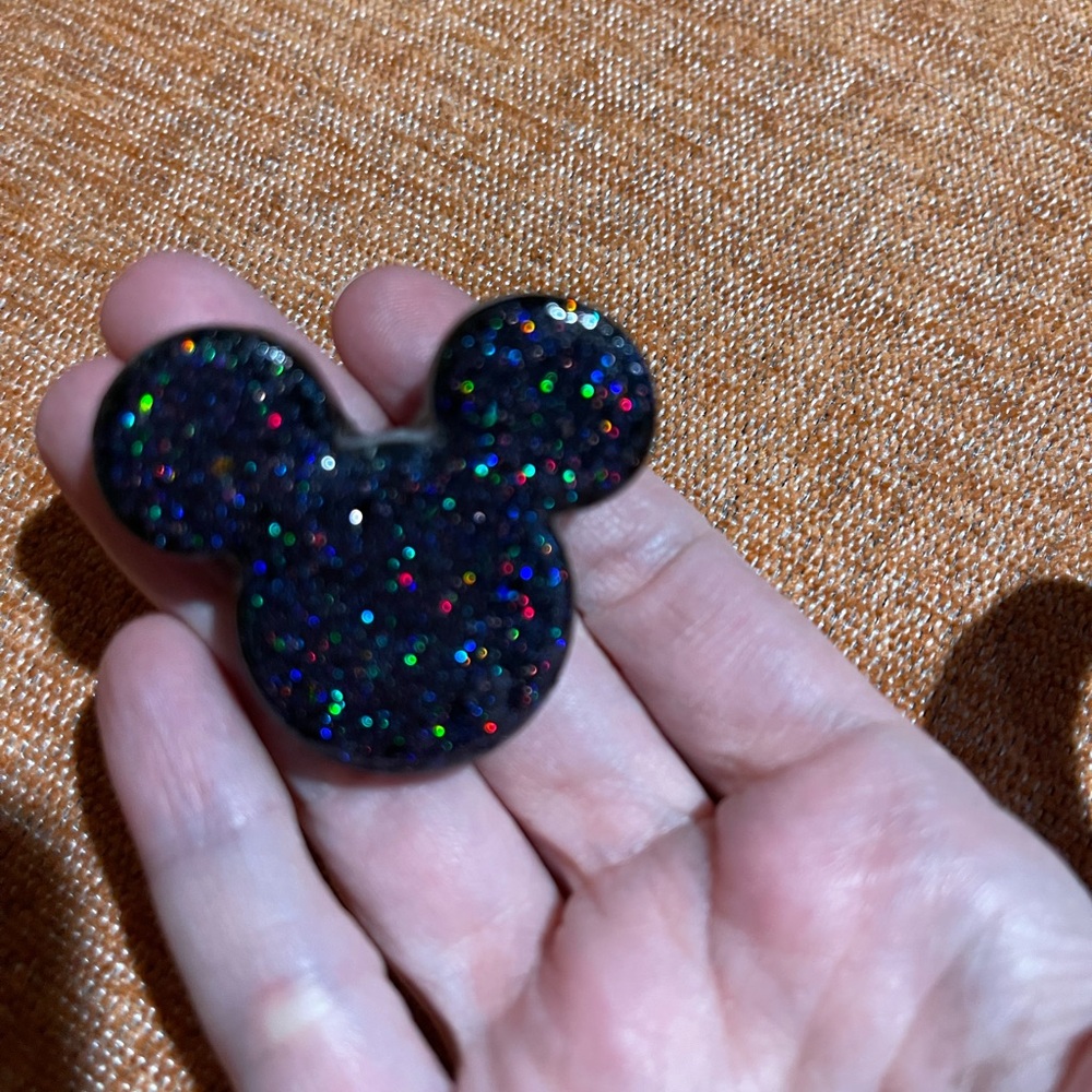 Black Multi colored glitter Mickey Mouse pin
